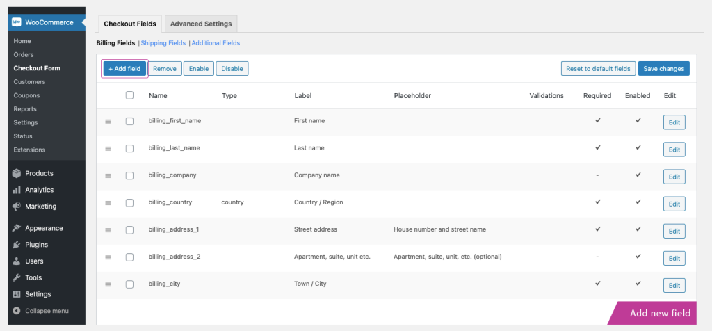 حذف فیلدهای اضافی فرم تسویه حساب ووکامرس با افزونه