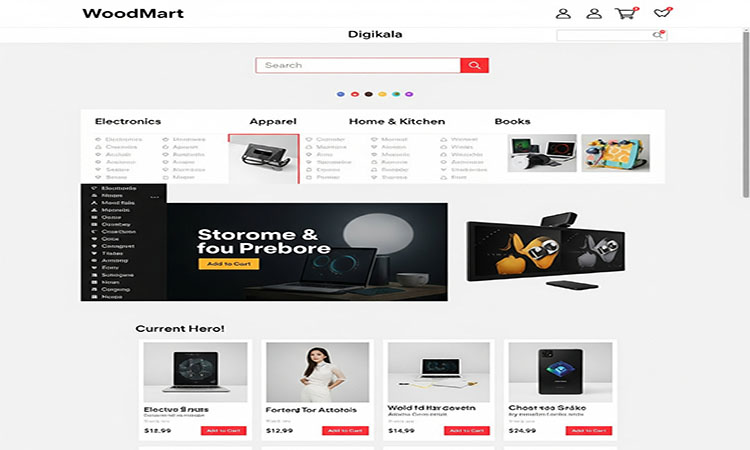 فروشگاه شبیه دیجی‌کالا با قالب وودمارت
