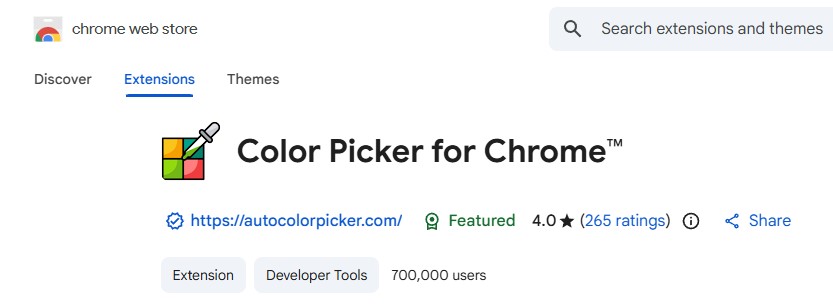 افزونه Color Picker for Chrome