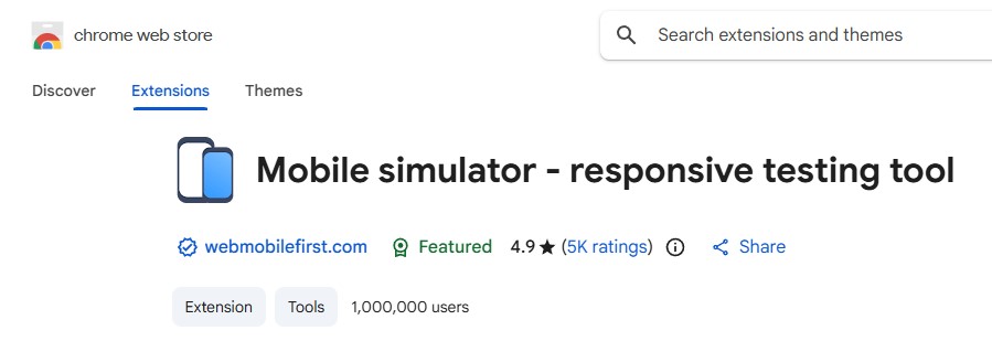 افزونه Mobile Simulator