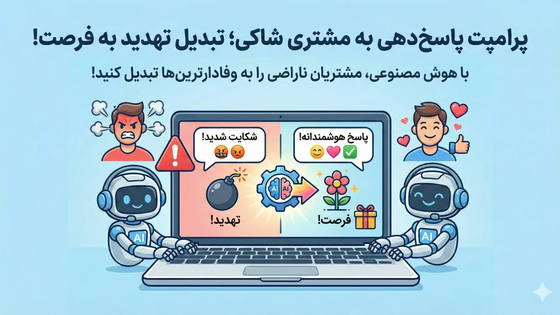 پرامپت پاسخ‌ دهی به مشتری شاکی؛ تبدیل تهدید به فرصت!